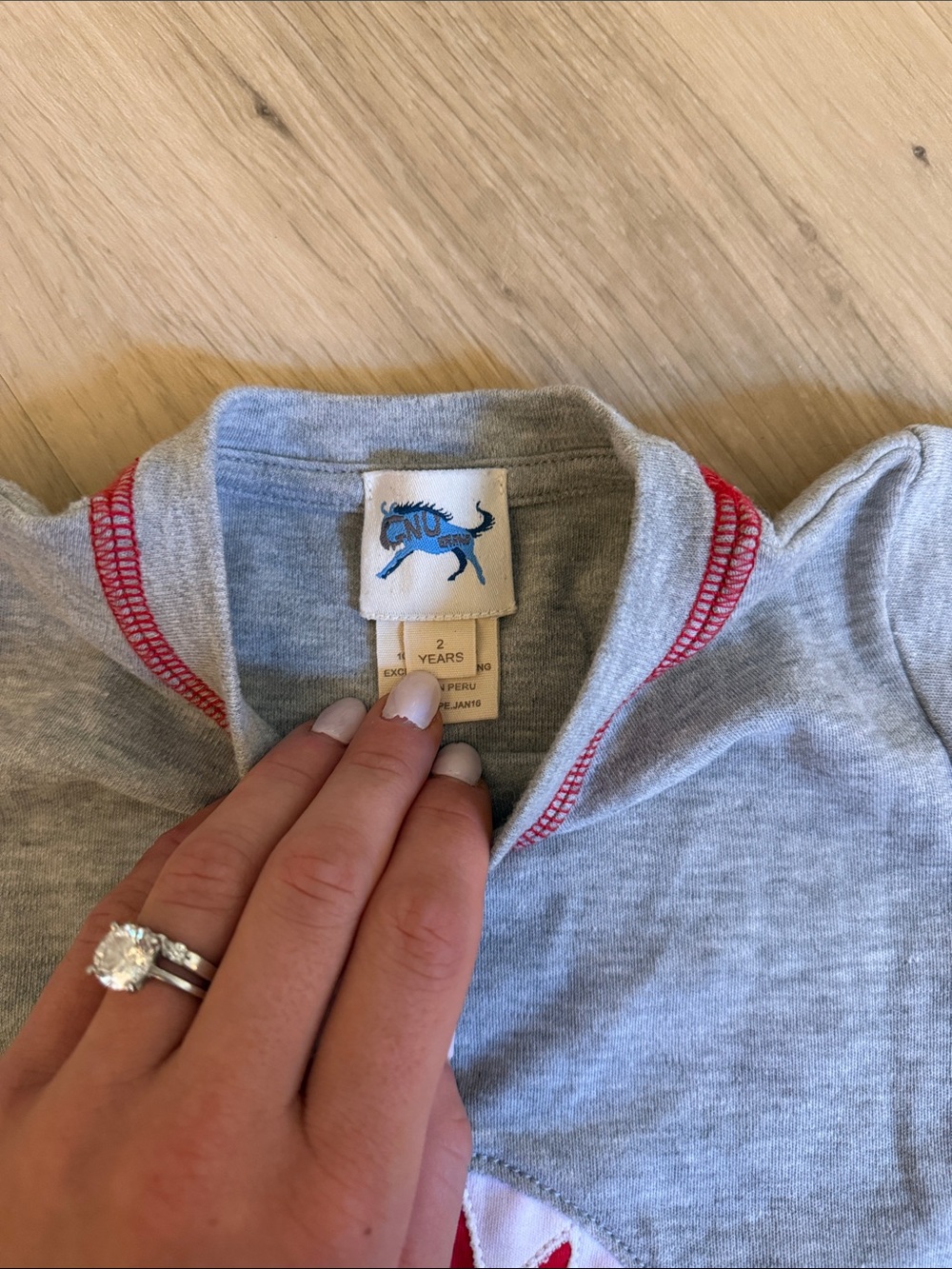 GNU by Lemon Loves Lime Grey boys designer Tee with Red Shark Mouth - Picture 2 of 3